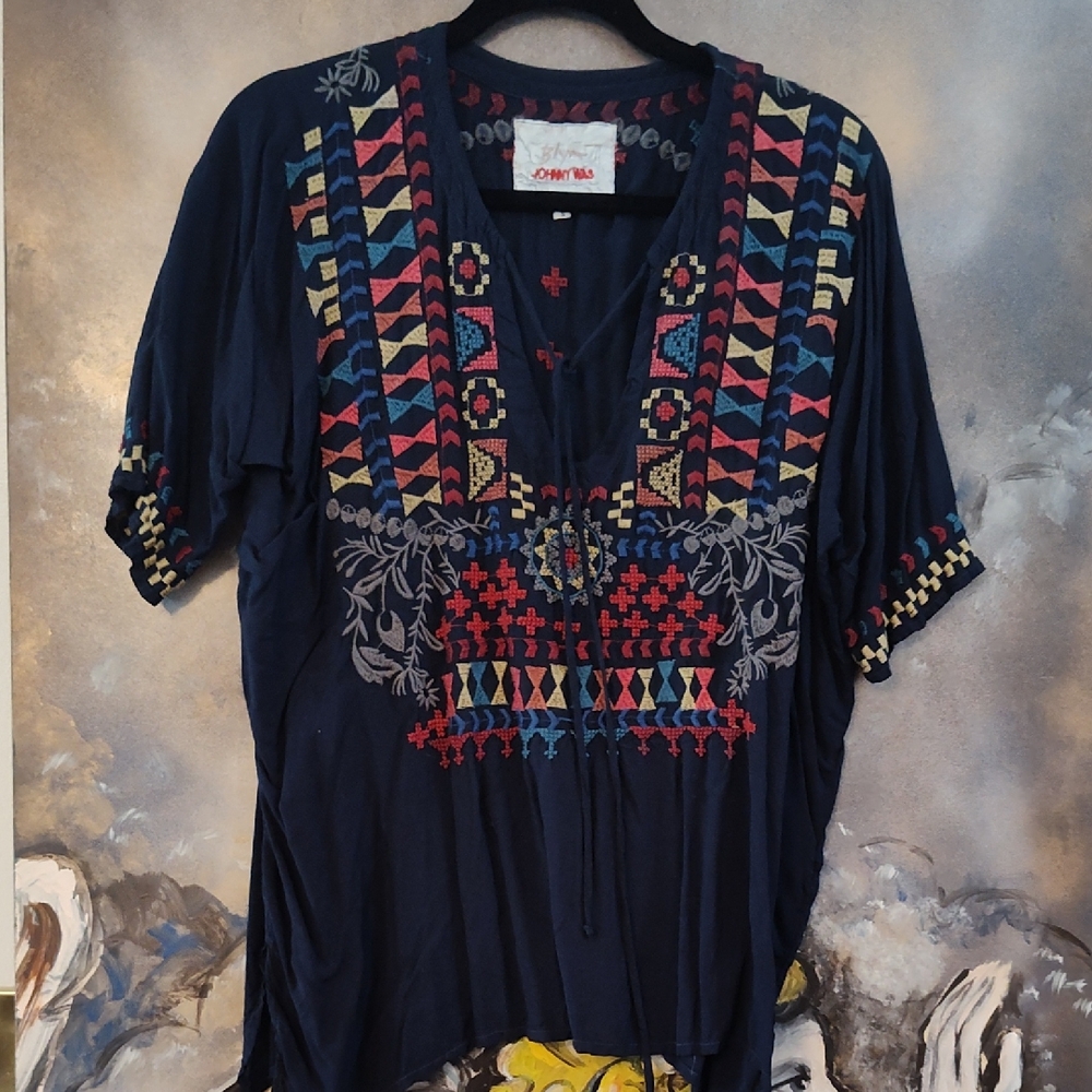 Johnny Was Multicolor Embroidered Blouse